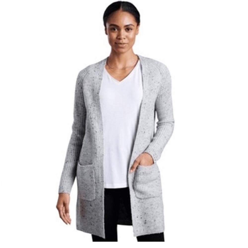 Kuhl Women's Size M Ida Gray Wool Blend Open Front Long Knit Cardigan Sweater
